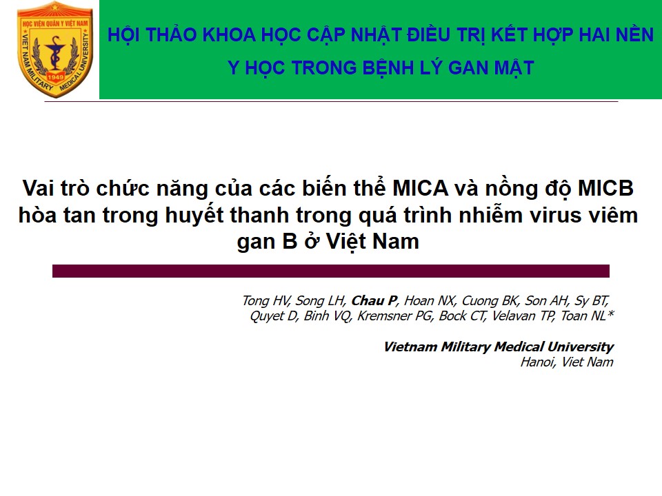 Vai trò chức năng của các biến thể MICA và nồng độ MICB hòa tan trong huyết thanh trong quá trình nhiễm virus viêm gan B ở Việt Nam