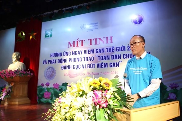 Statement of Dr Kidong Park WHO Representative in Viet Nam, on the occasion of the COMMEMORATE THE WORLD HEPATITIS DAY 2019 AND LAUNCHING of “ALL PEOPLE JOIN HANDS TO COMBAT HEPATITIS” Hung Yen, 19 July 2019